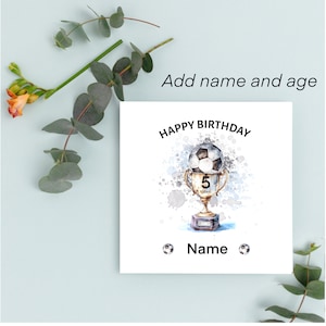 Happy birthday card, football card, trophy card, football birthday card, greeting card for him, card for her. Football and trophy card.