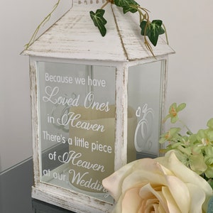 Because we have Loved Ones in Heaven, Wedding Lantern, Wedding Venue Decoration, Memorial Lantern, White & Gold Wedding Memorial Lantern image 4