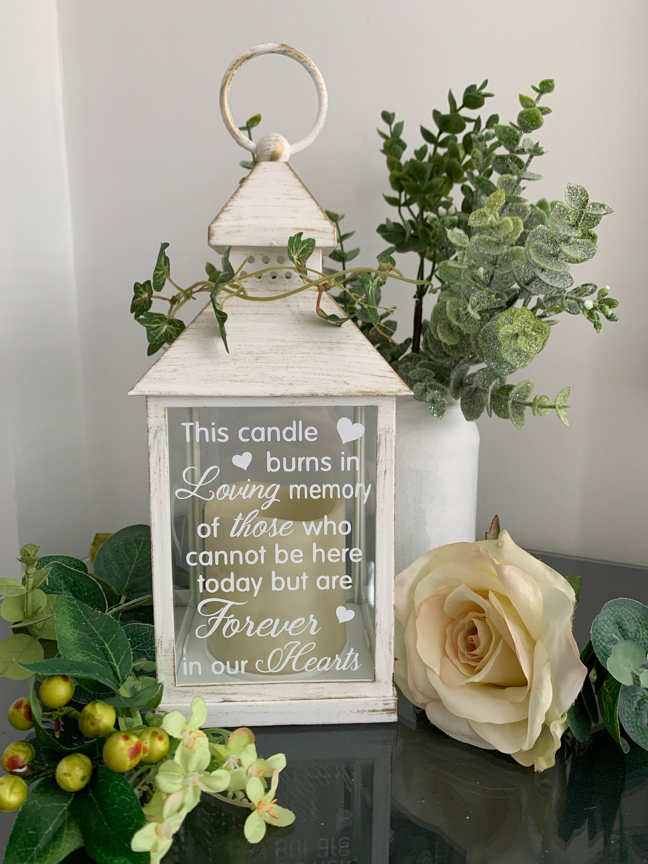 This candle burns in loving memory of those who cannot be here today but are forever in our hearts Memorial Lantern, LED Wedding Lantern