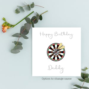 Tarjeta de feliz cumpleaños, inspirada en dardos, tarjeta para él, tarjeta de papá, tarjeta de papá, tarjeta de felicitación personalizada, tarjeta de cumpleaños de 6". Entusiasta de los dardos.
