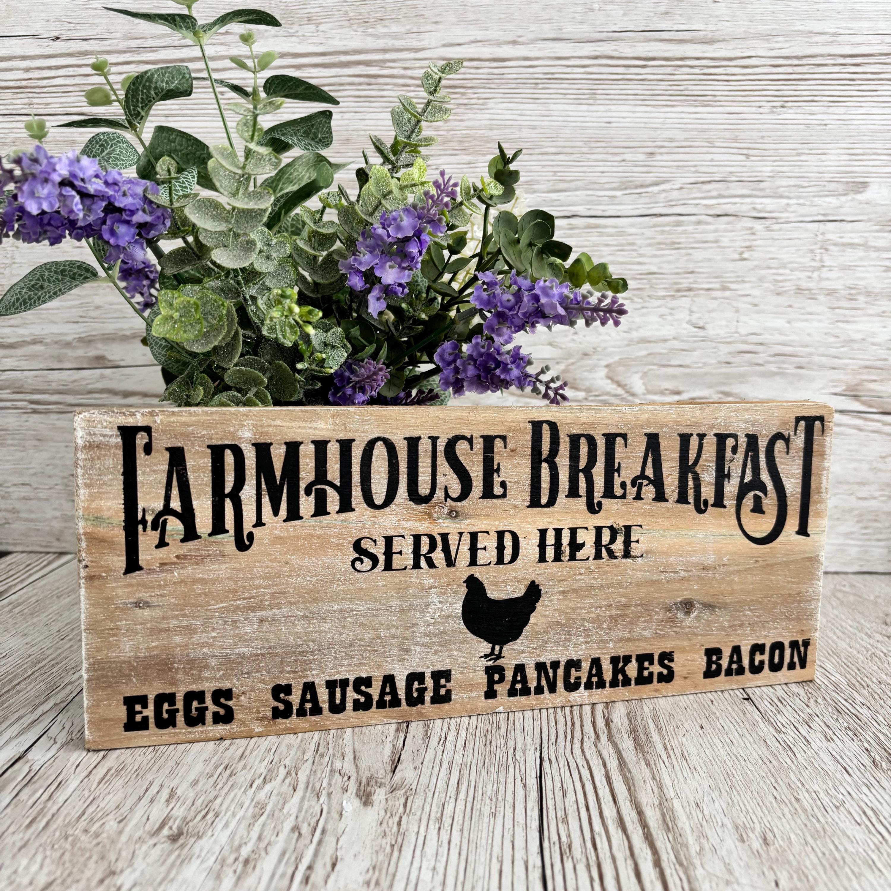 Rustic Farmhouse Kitchen Sign: Whitewashed Wood Breakfast Decor - Etsy