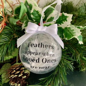 Memorial Christmas Bauble: Feather Remembrance Gift