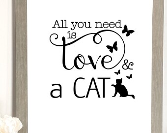 Love and Cat SVG: DIY Home Decor, Cat Lover Gift (Digital Download)