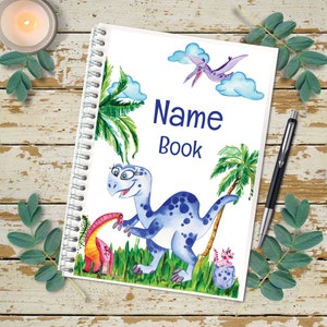 Libro de dinosaurios, Cuaderno de espiral, páginas simples, Libro A5, Dibujos, Cuaderno, cuaderno de bocetos, Diario, Regalo de cumpleaños personalizado, cuaderno para niños