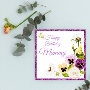 Handmade Floral Birthday Card for Mammy with Envelope - Special Greeting for Grandmother