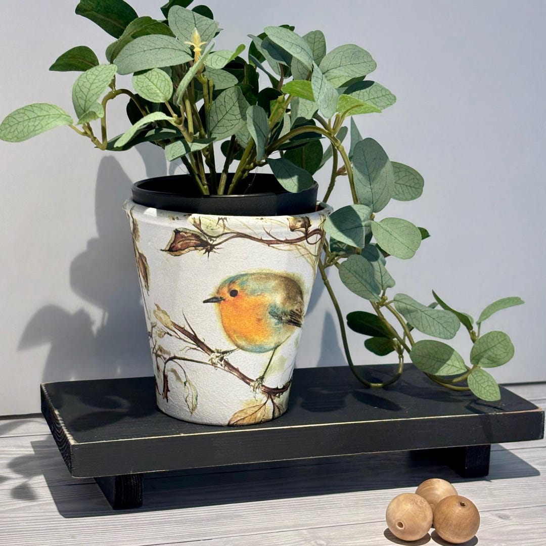Robin Decoupaged Handmade Robin Decoupage Terracotta Plant Pot: Garden Home Decor - Etsy UK