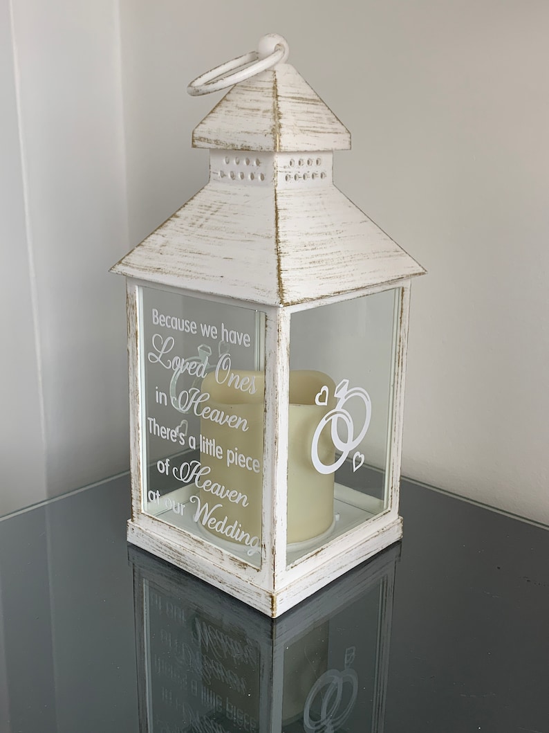 Because we have Loved Ones in Heaven, Wedding Lantern, Wedding Venue Decoration, Memorial Lantern, White & Gold Wedding Memorial Lantern image 7