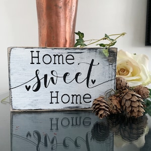Rustic Wooden New Home Gift Sign - Handmade Freestanding Decor for Moving In, Housewarming, and Shelf Display