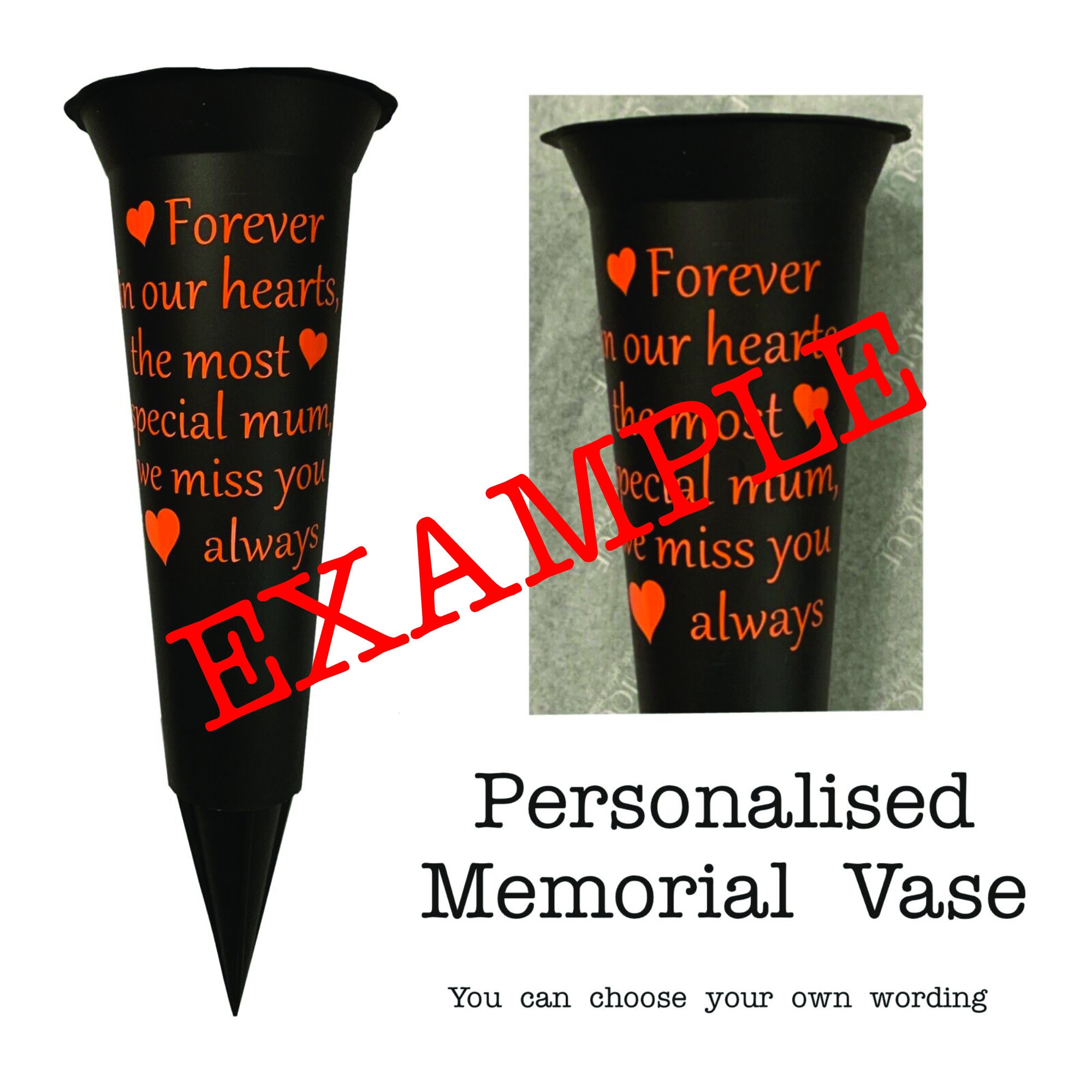 Personalized Memorial Flower Vase with Spike for Graves - Remembrance Gift for Grieving Loved Ones