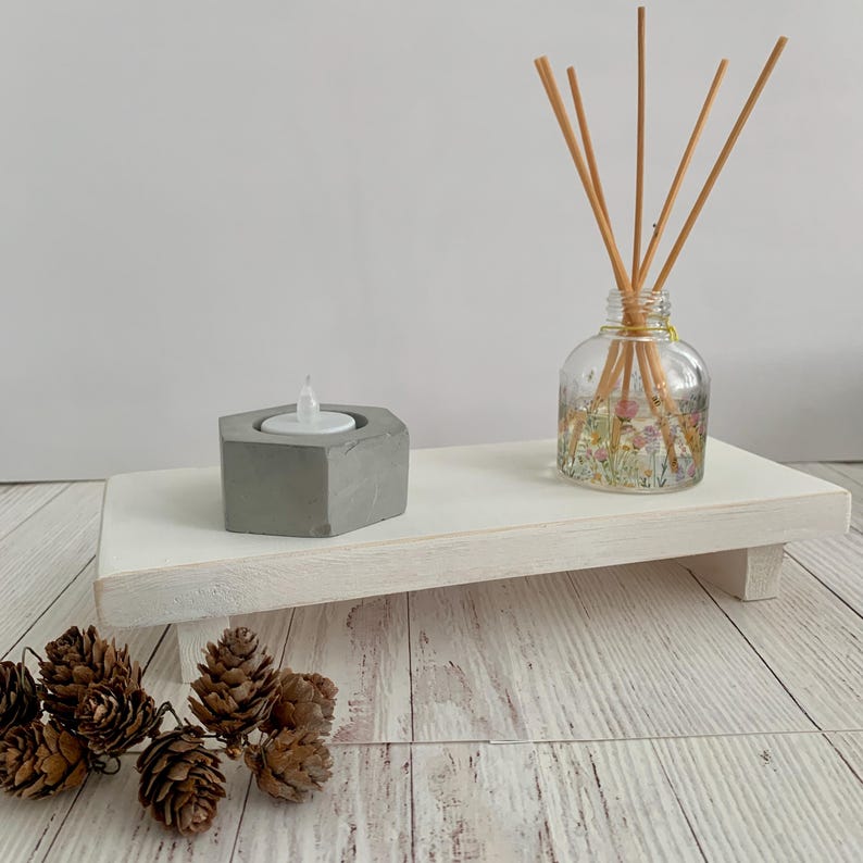 Rustic Wooden Shelf, Countertop Stand, Bathroom Shelf, Display Pedestal