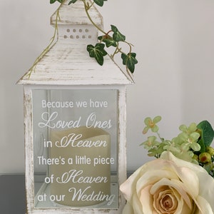 Because we have Loved Ones in Heaven, Wedding Lantern, Wedding Venue Decoration, Memorial Lantern, White & Gold Wedding Memorial Lantern image 1