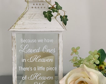 Because we have Loved Ones in Heaven, Wedding Lantern, Wedding Venue Decoration, Memorial Lantern, White & Gold Wedding Memorial Lantern