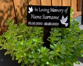 Personalized Acrylic Memorial Plaque: Cemetery Grave Marker, Remembrance Garden