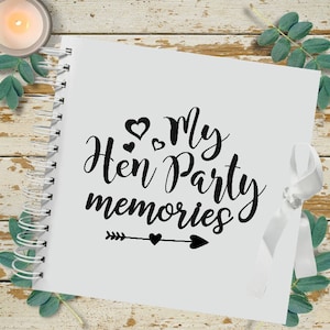 Personalised Hen Party Scrap Book, Hen Do Guest Book, Bridal Party Book, Hen Party Book, 8&quot; blank pages, 40-80 pages for photos and memories