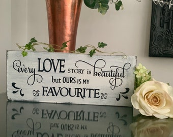 Love Story Wooden Sign: Distressed Farmhouse Decor