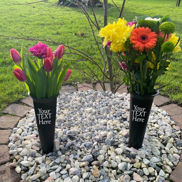 Personalized Memorial Vase | Grave Vase/Flower Pot | Remembrance Vase Lost Loved Ones floral vase, black vase | Sympathy Keepsake. Own Words