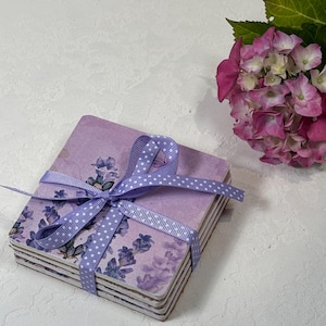Decoupage Lavender Coasters: Handmade Vintage Botanical Decor