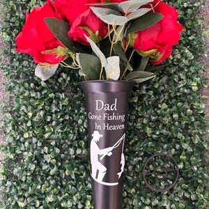 Vaso memorial personalizado para sepultura: &quot;Pescando no céu&quot;