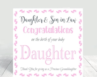 Congratulations Card for Son & Daughter-in-Law: Welcoming New Baby Boy or Girl, Handmade Greeting