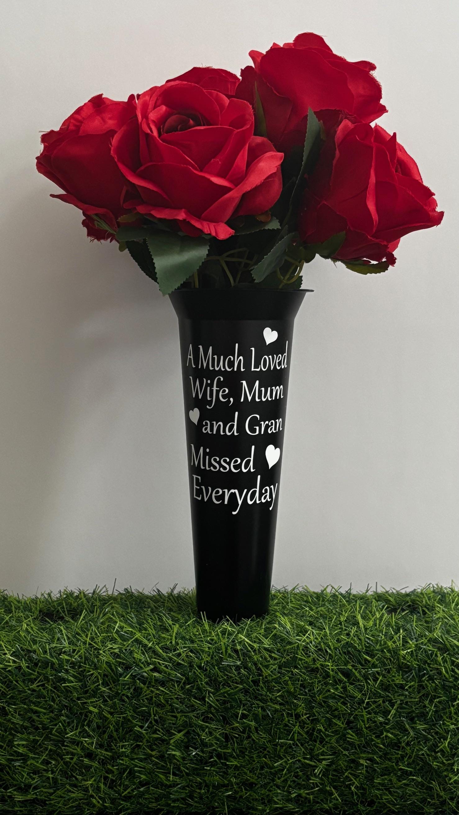 Personalized Memorial Flower Vase with Spike for Graves - Remembrance Gift for Grieving Loved Ones