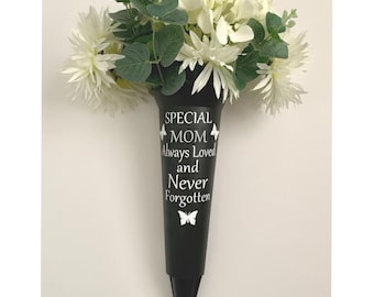 Personalised Memorial Vase | Grave/Crem Vase/Flower Pot | Remembrance Vase | Spike Vase | Flower Vase | Special MOM, Mum, Nan,Nanny