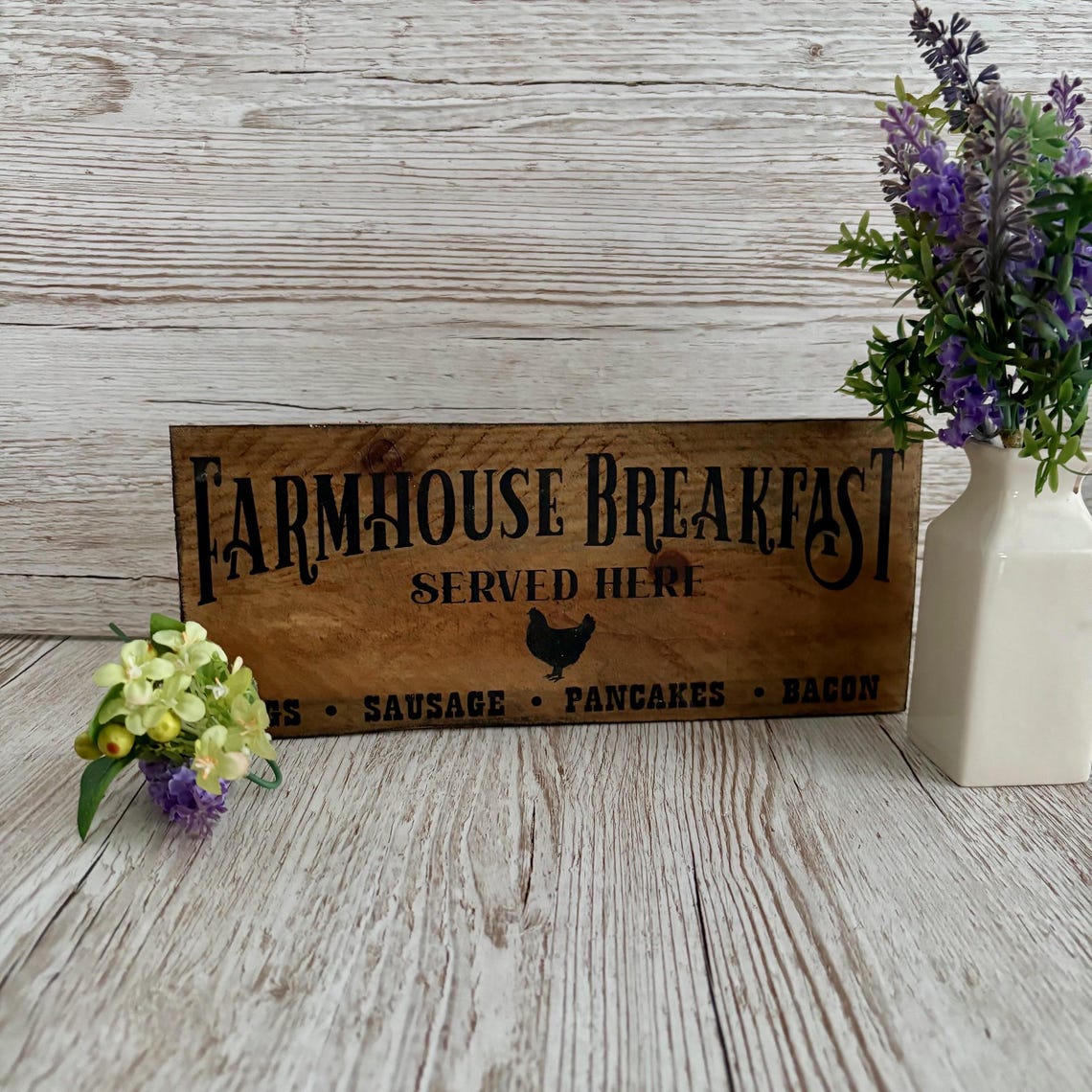 Rustic Farmhouse Wooden Kitchen Sign: Handmade Vintage Breakfast Decor ...