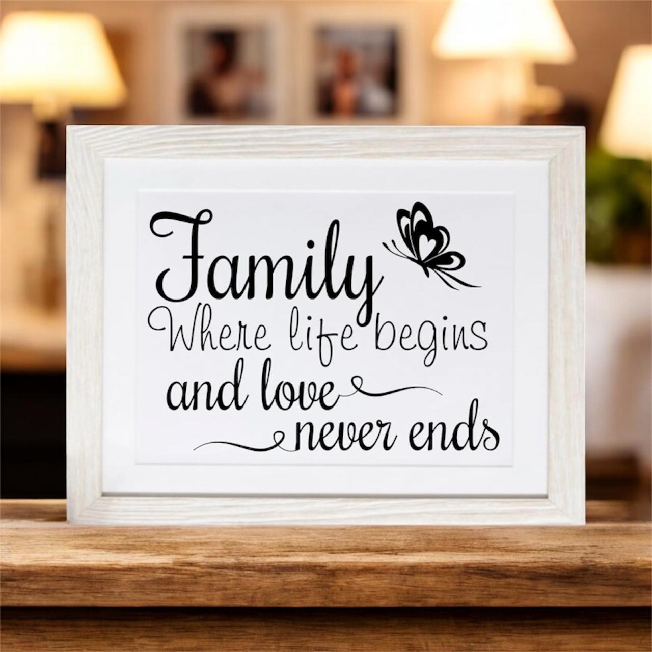 Wandtattoo ,Family‘ – Vinyl-Aufkleber Mit Spruch, Ca. 60x80 Cm, Schwarz, Für Glatte Oberflächen