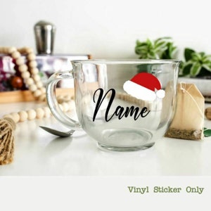 Adesivo personalizzato, Cappello da Babbo Natale, solo adesivo per tazza/tazza di vetro, adesivo con nome, regalo di Natale, regalo di Babbo Natale segreto, regalo di Natale fai da te