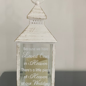 Because we have Loved Ones in Heaven, Wedding Lantern, Wedding Venue Decoration, Memorial Lantern, White & Gold Wedding Memorial Lantern image 6