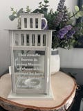 Memorial Wedding Lantern: LED Candle, In loving memory, White Gold Plastic, Wedding Decor,