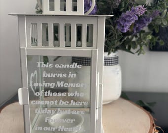Memorial Wedding Lantern: LED Candle, In loving memory, White Gold Plastic, Wedding Decor,
