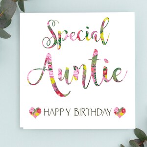 Speciale tante, gelukkige verjaardagskaart, tantekaart, tante verjaardag, wenskaart voor tante. Handgemaakte kaart voor tante. Veelkleurige kaart.