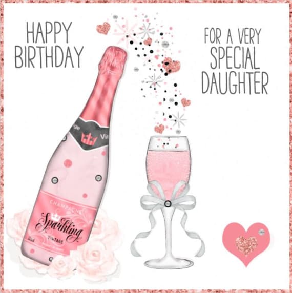 Biglietto di auguri di compleanno con scritta in inglese Wonderful Daughter (lingua italiana non garantita), simpatico regalo per figlie, bambini, bambini di mamma e papà, con divertenti adesivi