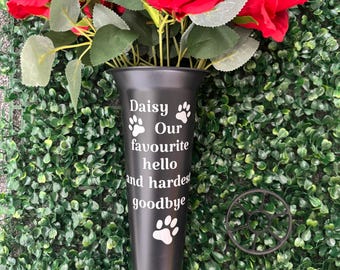Personalized Pet Memorial Vase: Black Garden Flower Holder