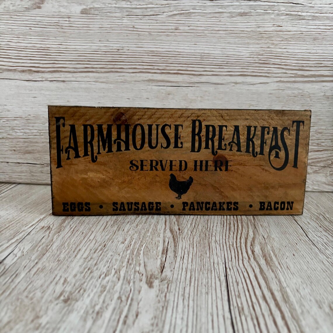 Rustic Farmhouse Wooden Kitchen Sign: Handmade Vintage Breakfast Decor ...