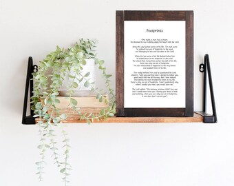 Poema "Huellas en la Arena": Arte mural cristiano (Descarga imprimible A4)