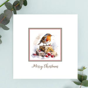 Carte de Noël Robin faite main pour ceux que vous aimez Carte de voeux fait main Robin pour Noël