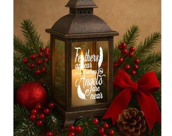 Memorial Lantern or Bottle SVG: Feathers Appear when Angels are Near