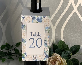 Wedding Table Numbers, Bottle table numbers, Wedding Roses l Design, 1 - 20, Wedding table decorations | Blue themed wedding