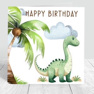 Biglietto di auguri di compleanno personalizzato per bambini con dinosauri, fatto a mano, biglietto per il primo compleanno, 2°, 3°, 4°, fratello, figlio, nipote, 1° compleanno
