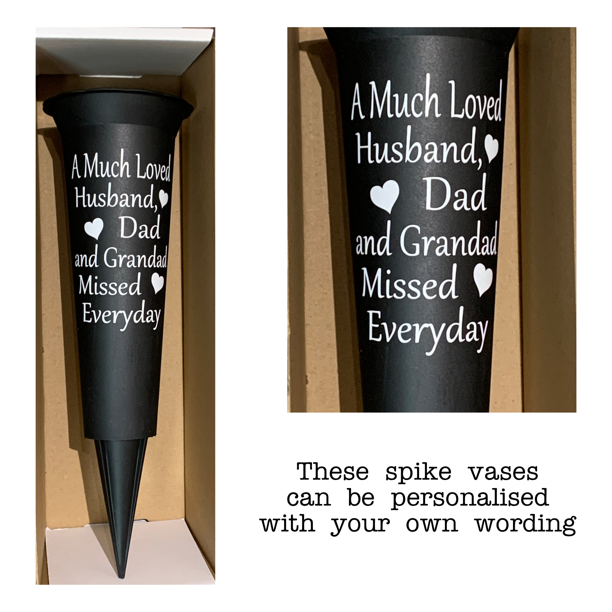 Personalized Memorial Flower Vase with Spike for Graves - Remembrance Gift for Grieving Loved Ones