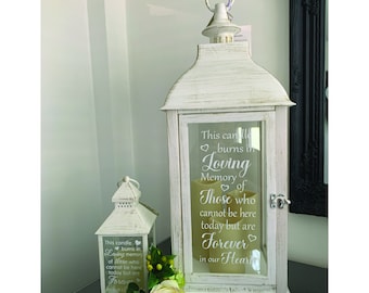 This candle burns in loving memory of those who cannot be here today but are forever in our hearts. Memorial Lantern, Wedding, Special Event