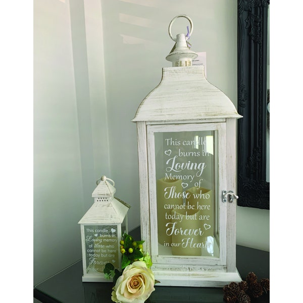 This candle burns in loving memory of those who cannot be here today but are forever in our hearts. Memorial Lantern, Wedding, Special Event