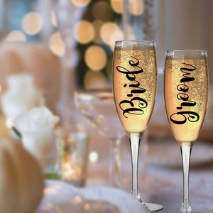 Pegatinas de boda Pegatinas personalizadas con nombre Calcomanías de vinilo con nombre personalizado - Calcomanía para vasos de bebidas de novios