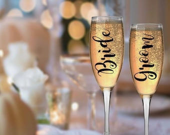 Wedding stickers Personalised Name sticker Custom Name Vinyl Decals - Bride and Groom Drinks Glass Decal