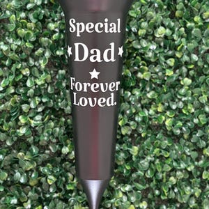 Dad Tribute Memorial Grave Vase Special Dad Flower Pot, Remembrance Floral Vase for Lost Loved Ones, Black Sympathy Keepsake, Any Name