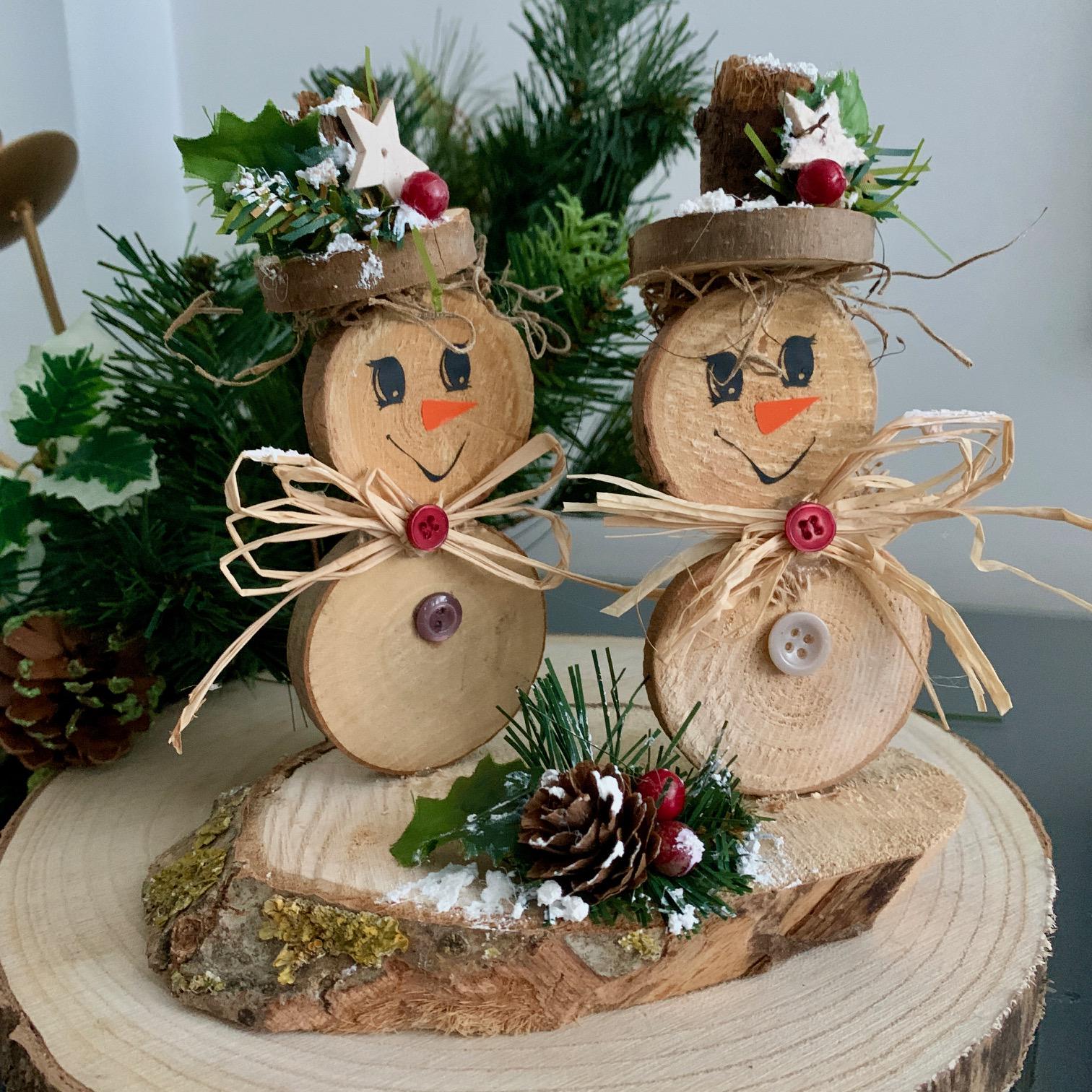 Handmade Wooden Slice Snowman: Rustic Christmas Decoration - Etsy