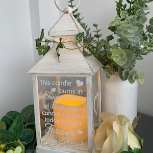 This candle burns in loving memory of those who cannot be here today but are forever in our hearts Memorial Lantern, Wedding Lantern image 7
