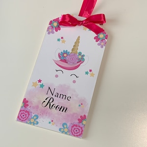 Targa personalizzata per porta della camera da letto con unicorno: targa con nome da appendere
