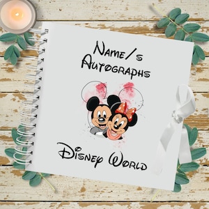 Książka z autografami Disneya, personalizowana, album z autografami, wspomnienia Disneya, album ze zdjęciami/dziennik/książka, Myszka Miki lub Myszka Minnie, Disneyland, 8&quot; x 8&quot;